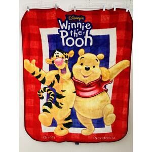 Vintage Cobertores Winnie the Pooh Tigger Red Blanket Minky 54x44 Plush Disney